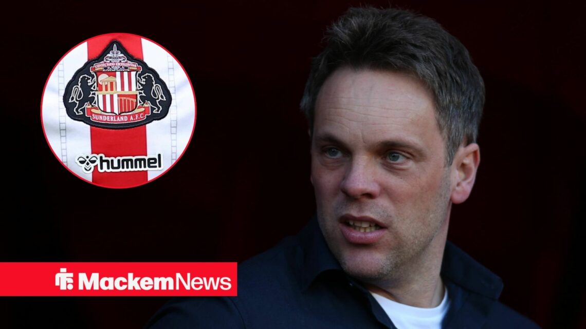 Kristjaan Speakman with Sunderland badge in frame