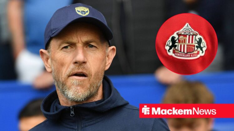 Gary Rowett with Sunderland badge in frame