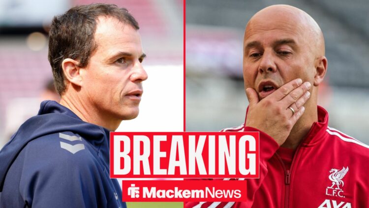 Regis Le Bris looking at Arne Slot.