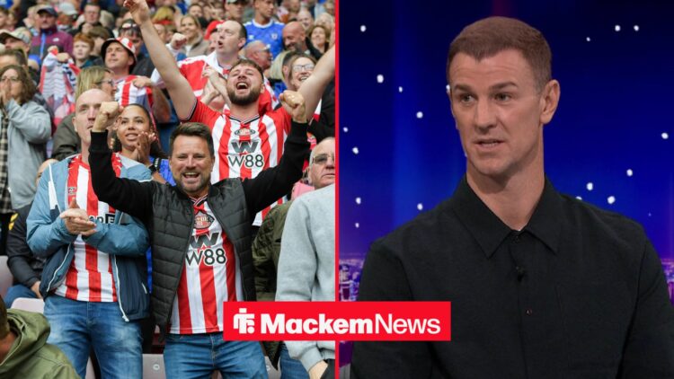 Joe Hart looking in the direction of happy Sunderland fans.