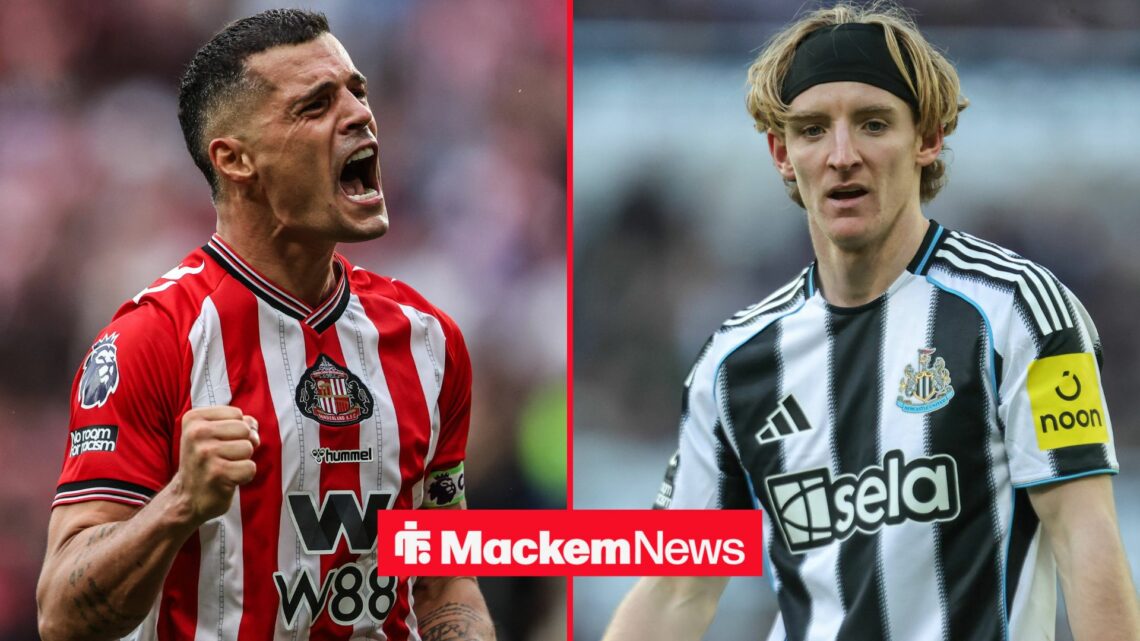 Granit Xhaka and Anthony Gordon