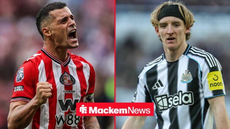 Granit Xhaka and Anthony Gordon