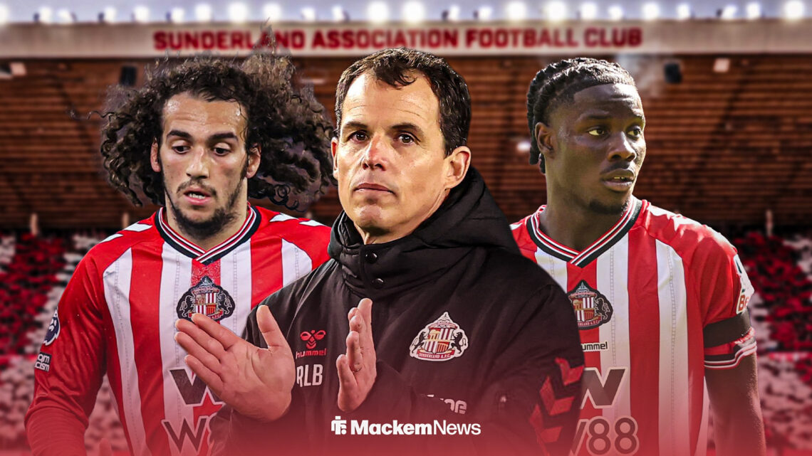 Mattoe Guendouzi with Regis Le Bris and Elizer Mayenda at the Stadium of Light