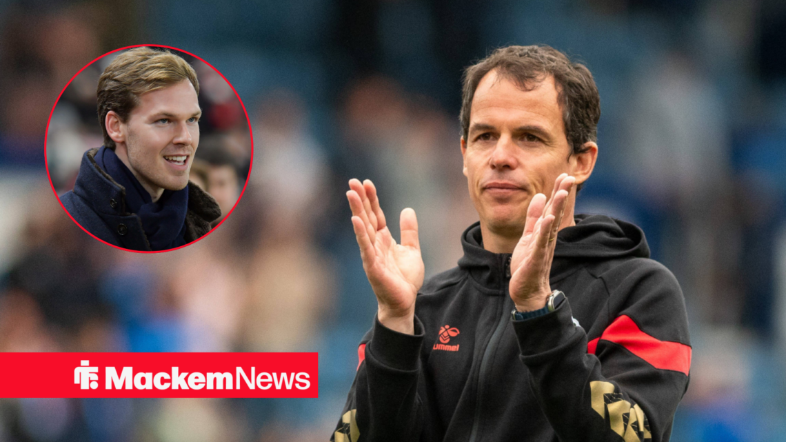 Sunderland manager Regis Le Bris and a circular inset of owner Kyril Louis-Dreyfus