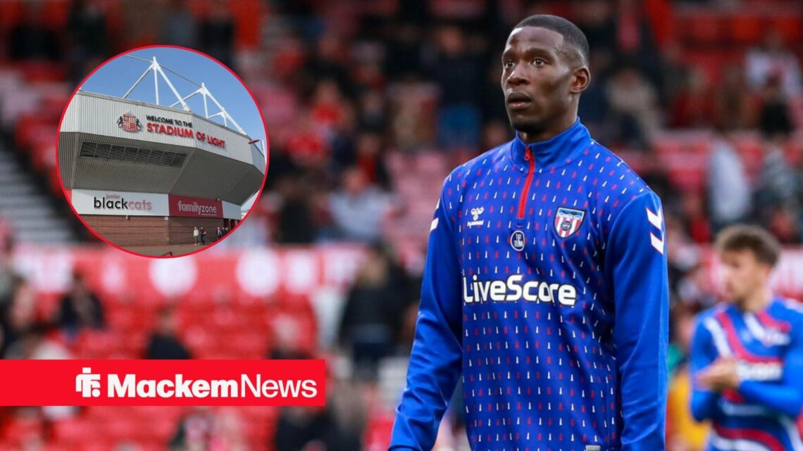 Nordi Mukiele at Sunderland with Stadium of Light in frame