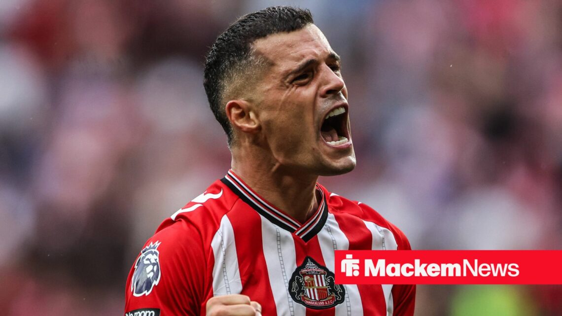 Granit Xhaka celebrating for Sunderland