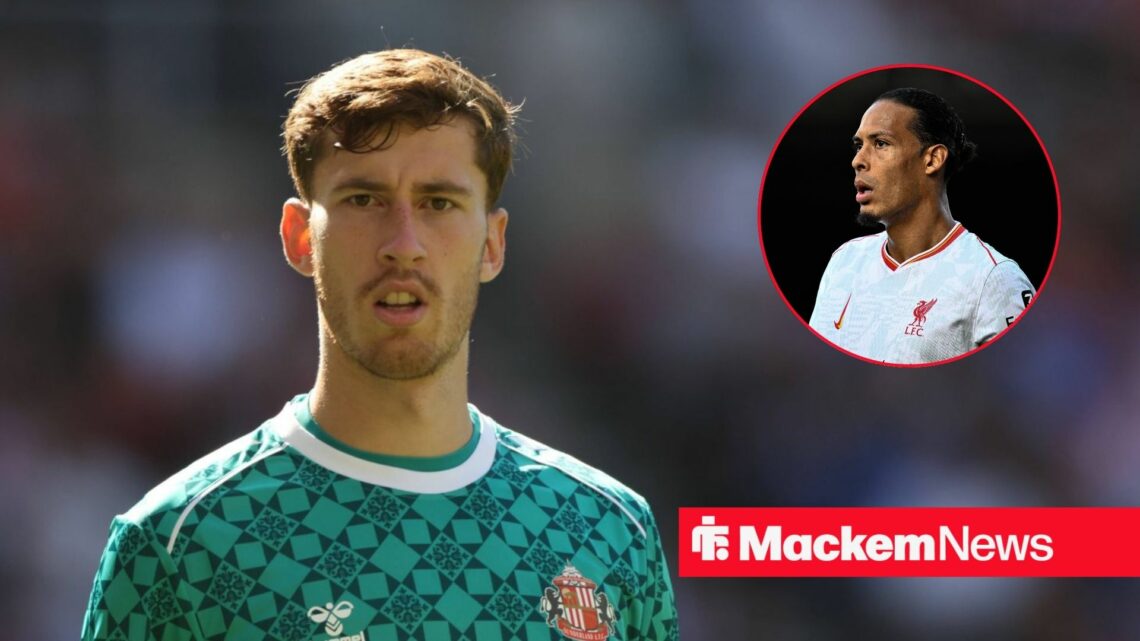 Sunderland goalkeeper Robin Roefs and Liverpool captain Virgil van Dijk inset