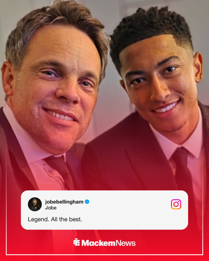 Jobe Bellingham message to Kristjaan Speakman on Instagram including image from EFL awards