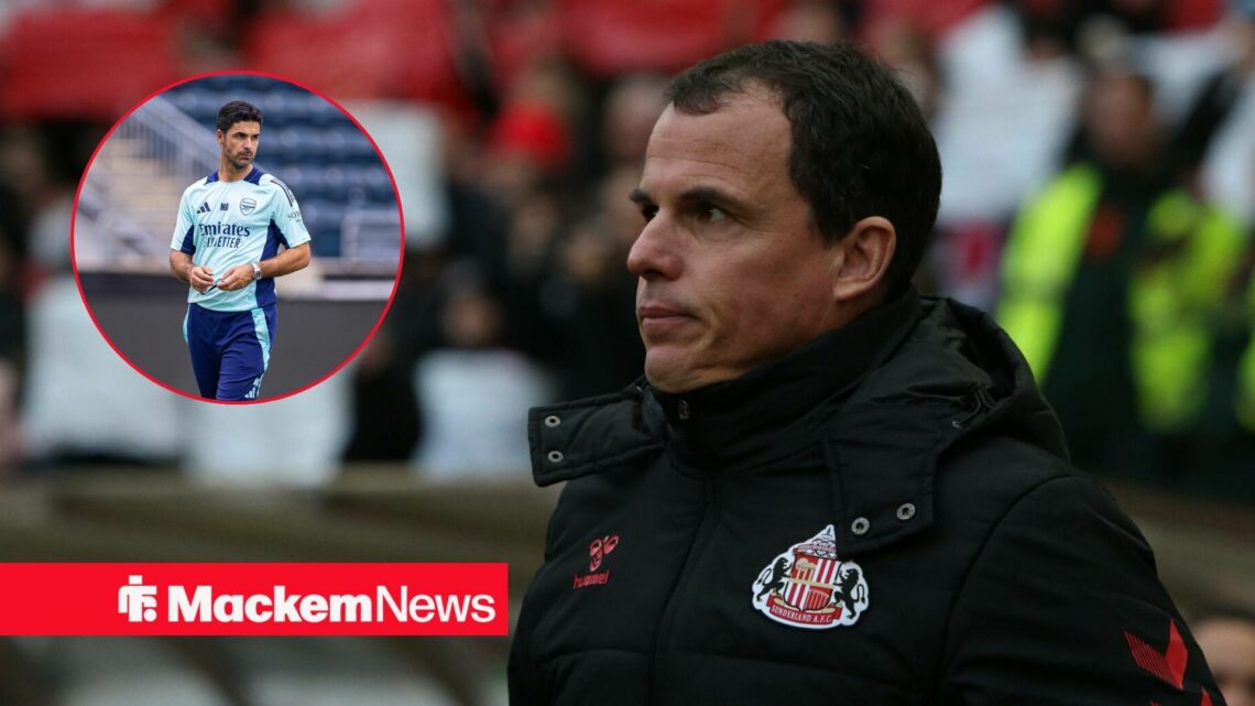 Regis Le Bris looks a circular inset of Mikel Arteta