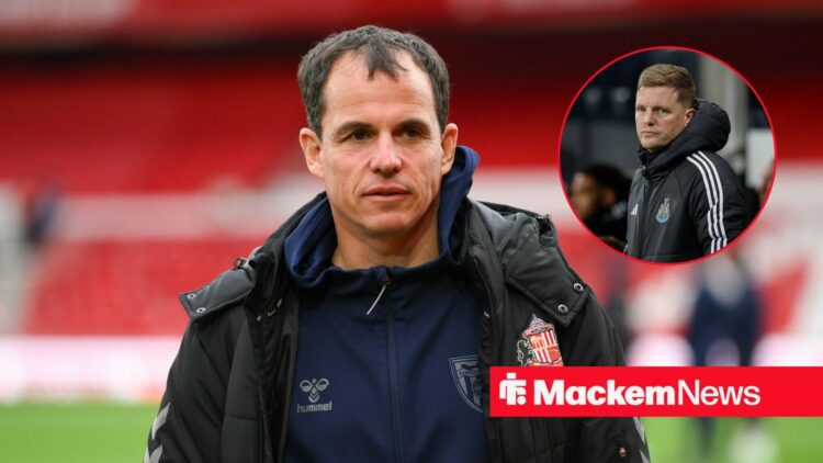 Regis Le Bris and a circular inset of Eddie Howe.