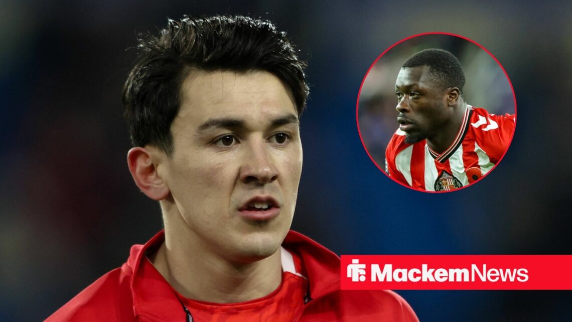 Luke O'Nien and Brian Brobbey (inset) in action for Sunderland