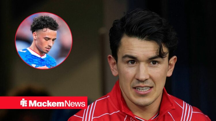 Chemsdine Talbi looks dejected as Luke O'Nien watches on