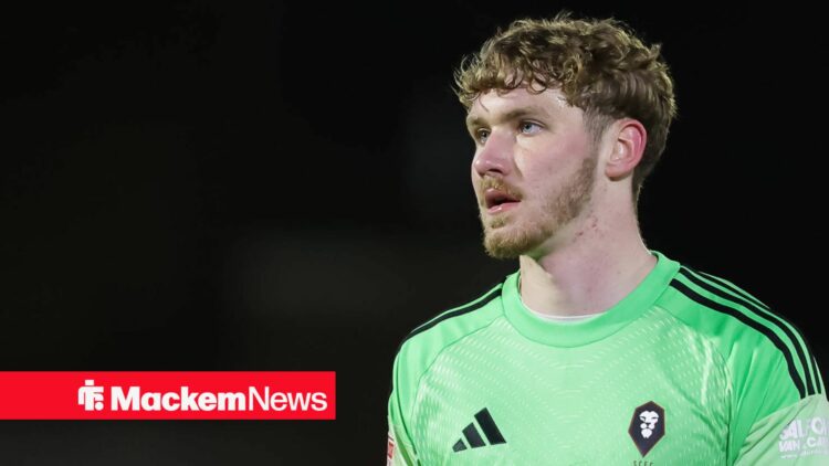 Matt Young playing for Salford in League Two vs Grimsby