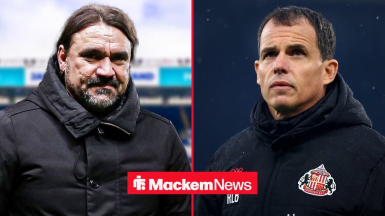 Regis Le Bris concerned happy and Daniel Farke looking happy