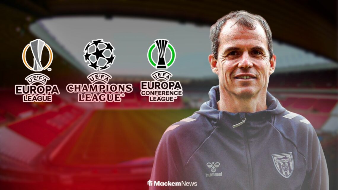 Regis Le Bris with UEFA competions logos